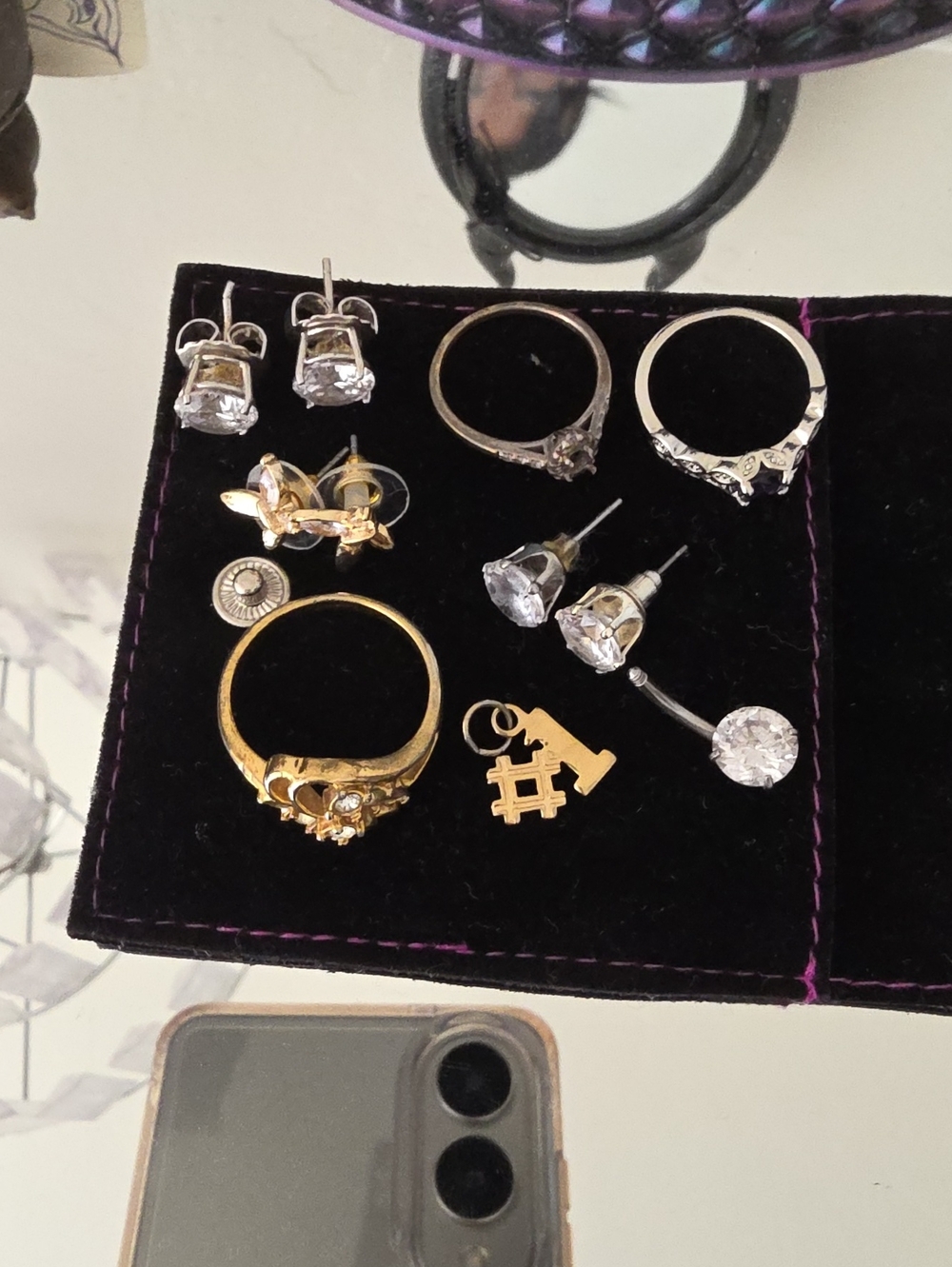 Vintage Gold and Silver Women's Ring & Earring Set